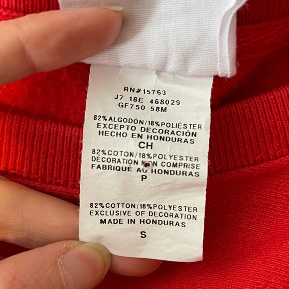 Champion Red Crewneck Reverse Weave Sweatshirt Pullover Size Small - Picture 7 of 8